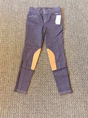 Kerrits Kids Stretch Denim Knee Patch Breeches XL NWT Equestrian Riding Pants